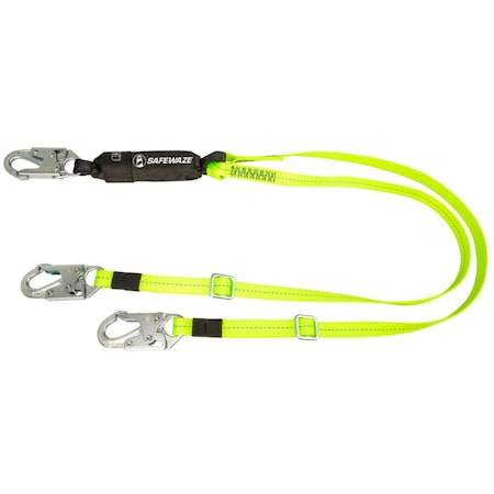 PRO 4'-6' Adjustable Energy Absorbing Lanyard: Dual Leg, Snap Hooks